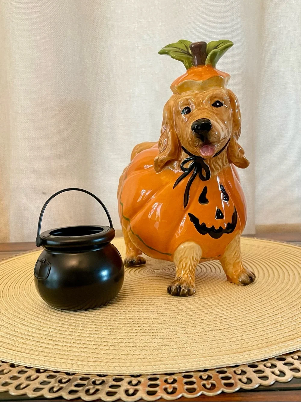 Blue Sky Clayworks Halloween Golden Retriever/Labradoodle In Pumpkin Costume
